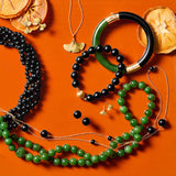 Pacific Bangle in Green & Black Nephrite Jade