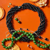 Green Nephrite Jade Dragon Ball Rope Necklace
