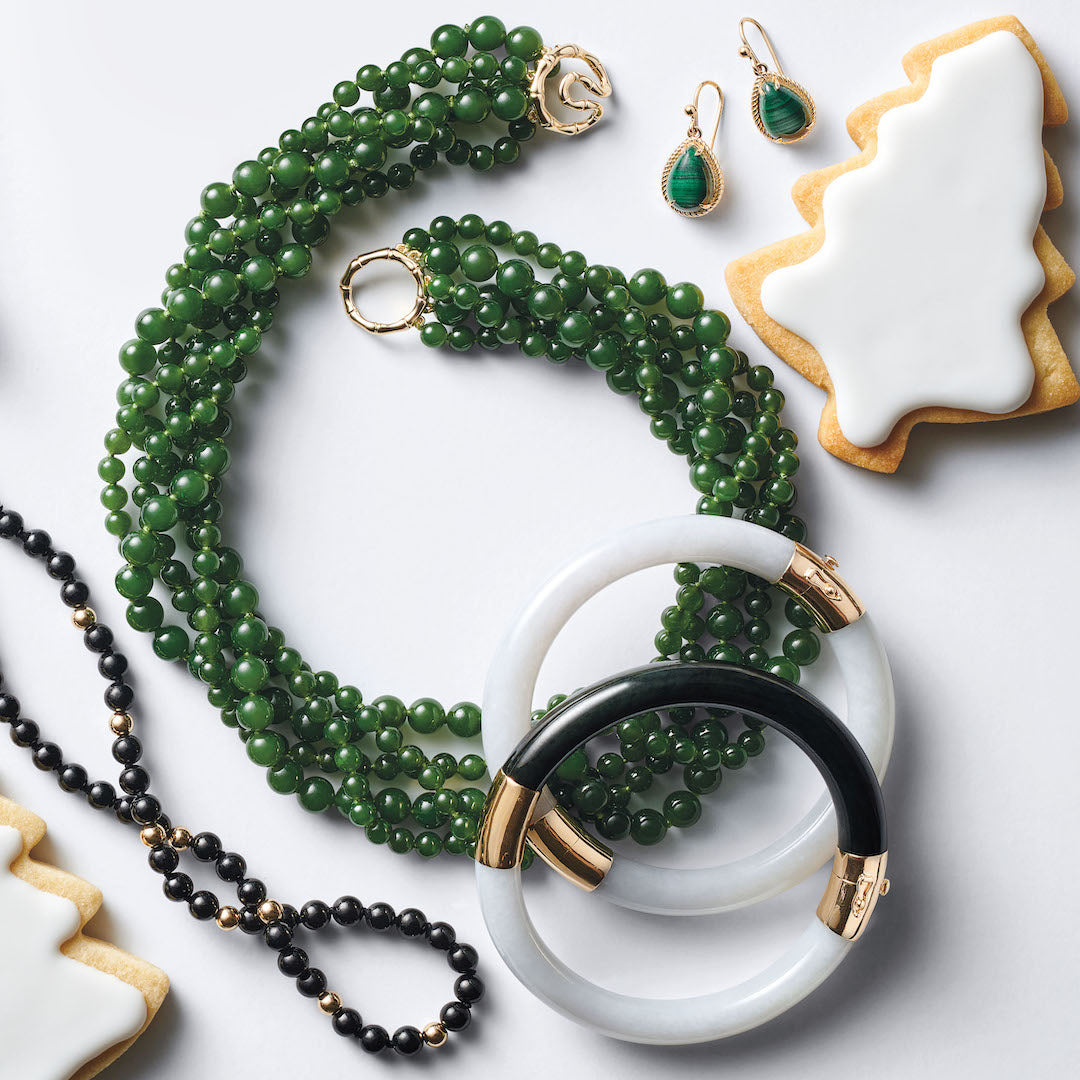 5-Strand Green Nephrite Jade Twist Necklace