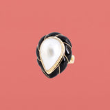 Maz Mabé Pearl & Onyx Tiered Cocktail Ring