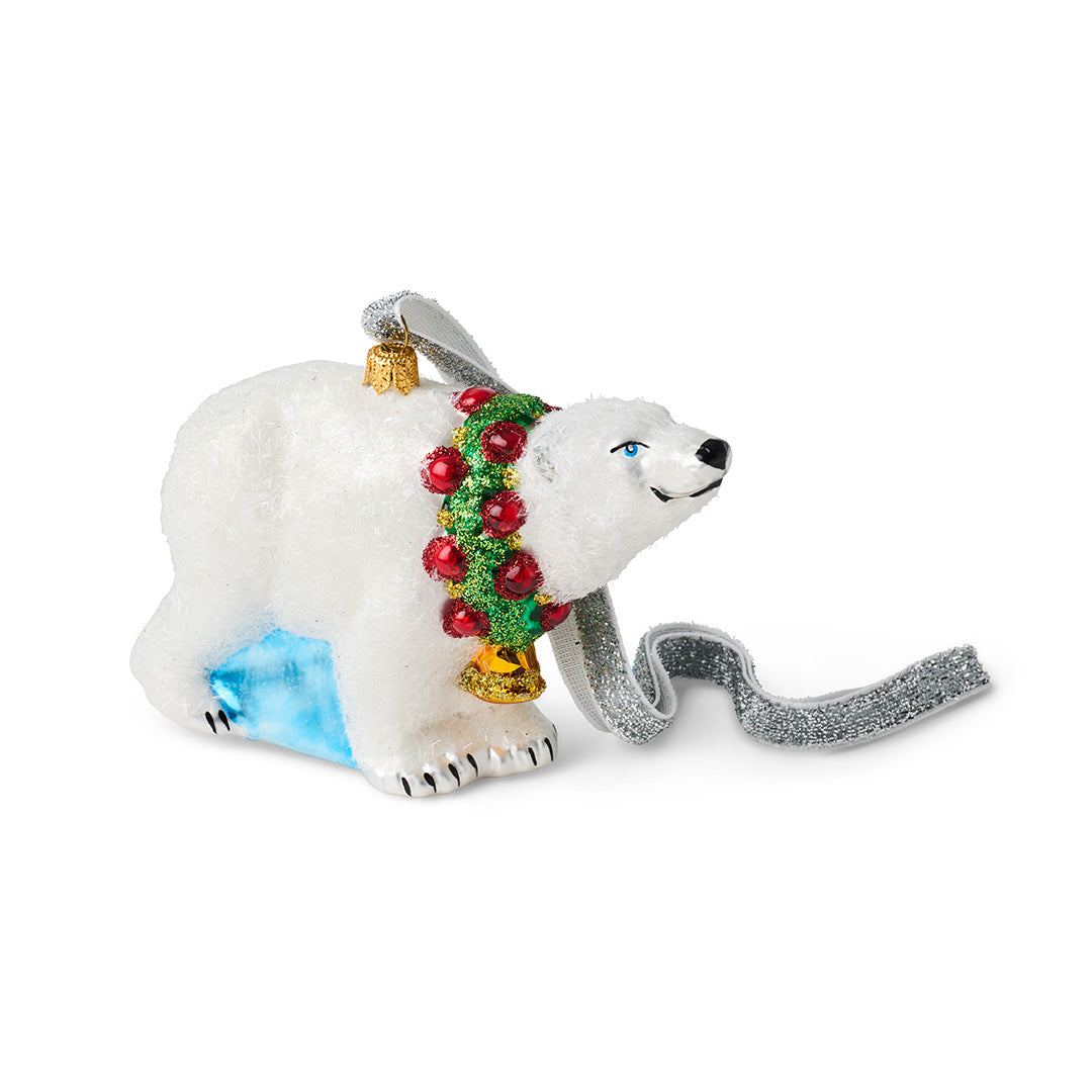 Polar Bear with Wreath Ornament