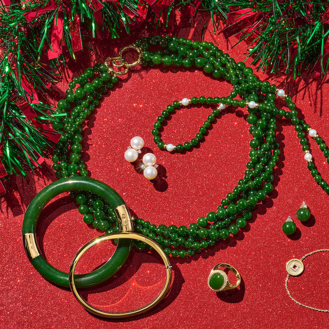 5-Strand Green Nephrite Jade Twist Necklace