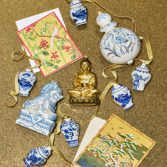 Blue & White Foo Dog Ornament