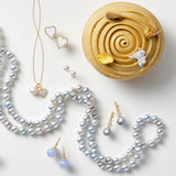 Empress Earrings in Blue Lace Agate & Diamonds