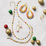 Multicolor Sapphire Navette Earrings
