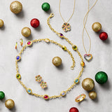 Open Heart Pendant Necklace in Rainbow Sapphires