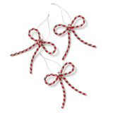 Candy Stripe Bow Ornaments, Set of 3