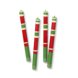 Festive Striped Taper Candles, Set of 4