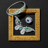 Estate Art Deco Emerald & Diamond Bangle
