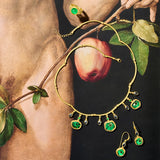 Sliced Trapiche Emerald & Black Diamond Earrings
