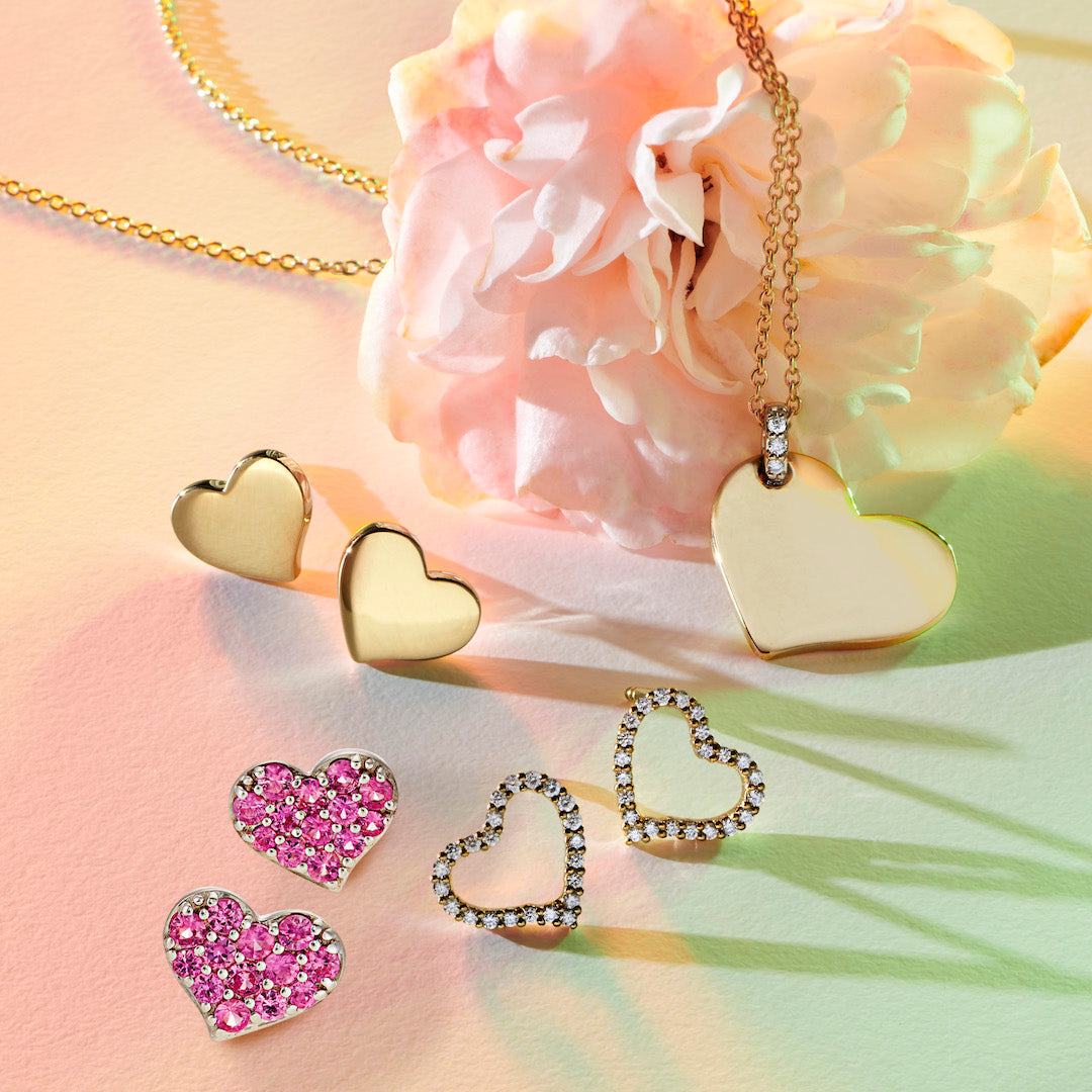 Gold Heart & Diamond Pendant Necklace