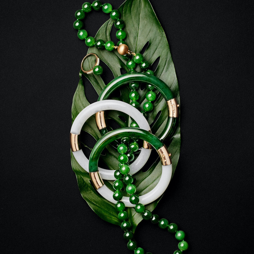 Pacific Bangle in Green Nephrite Jade