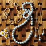 Belgravia Earrings in Blue Akoya Pearls & Diamonds