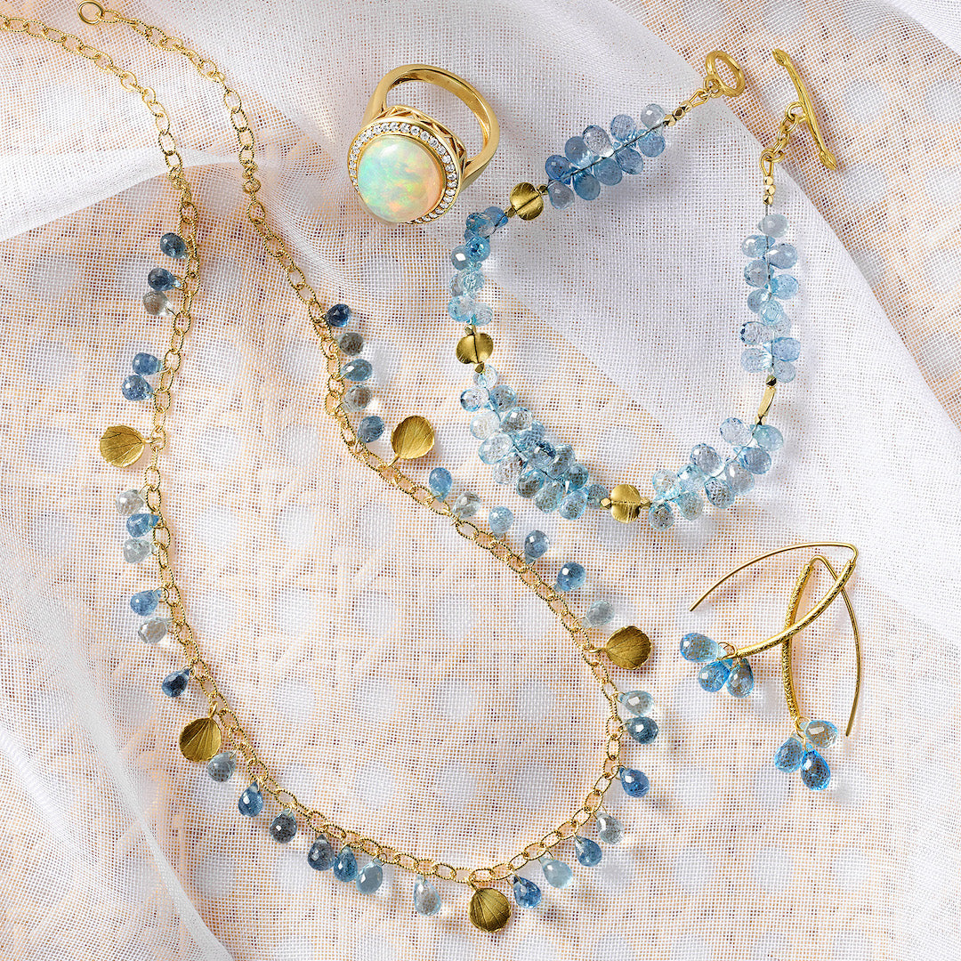 Aquamarine Briolette & Petal Necklace