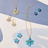 Forget-Me-Not Earrings in Swiss Blue Topaz & Diamonds