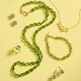 Quadrille Stud Earrings in Peridot & Diamonds