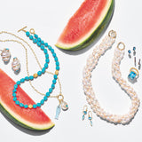 White Shell with Turquoise Charm
