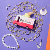 7mm White Pearl Bracelet with Diamond Clasp