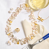 Pastel Pearl & Hydrangea Petal Necklace