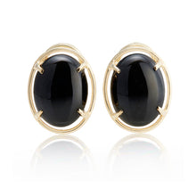 Gump's Signature Black Jade Cabochon & Gold Earrings