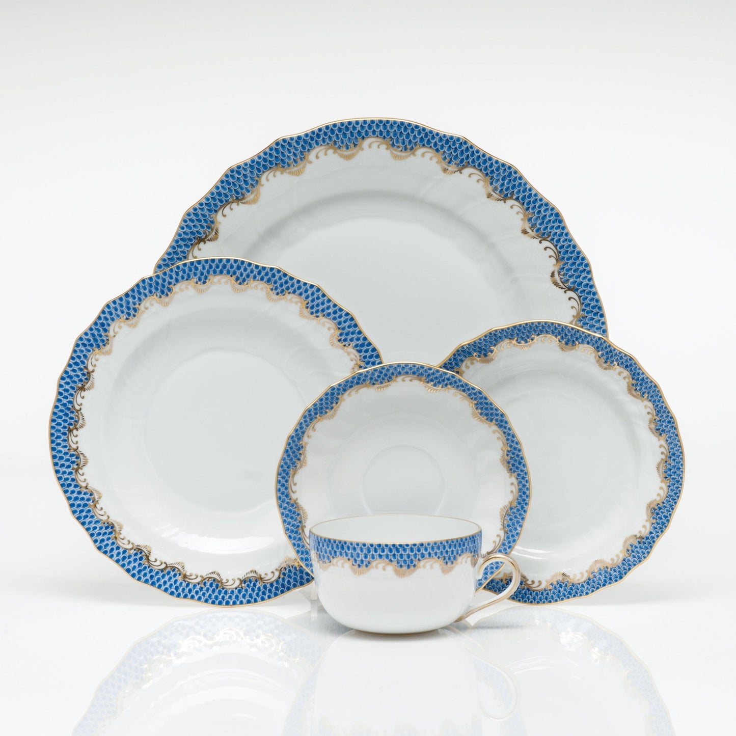 Fish Scale Dessert Plate, Blue