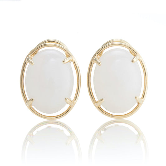 Peninsula Earrings in White Jade