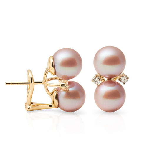 Les Deux Earrings in Pink Pearls & Diamonds